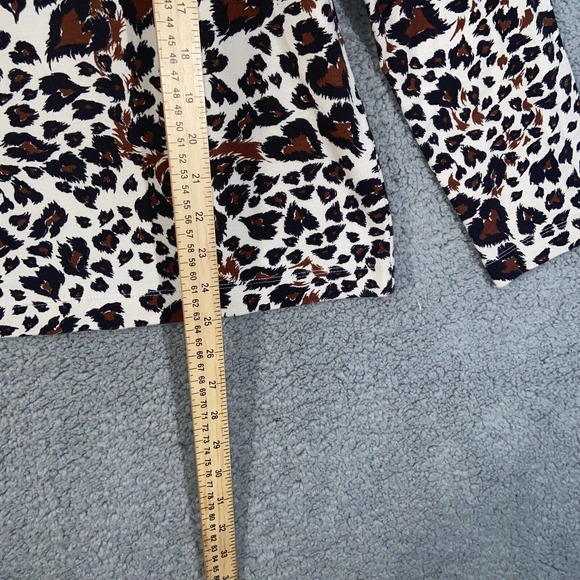 Additions by Chico's Top Womens 2 White Brown Heart Pattern Long Sleeve Casual - Picture 9 of 13
